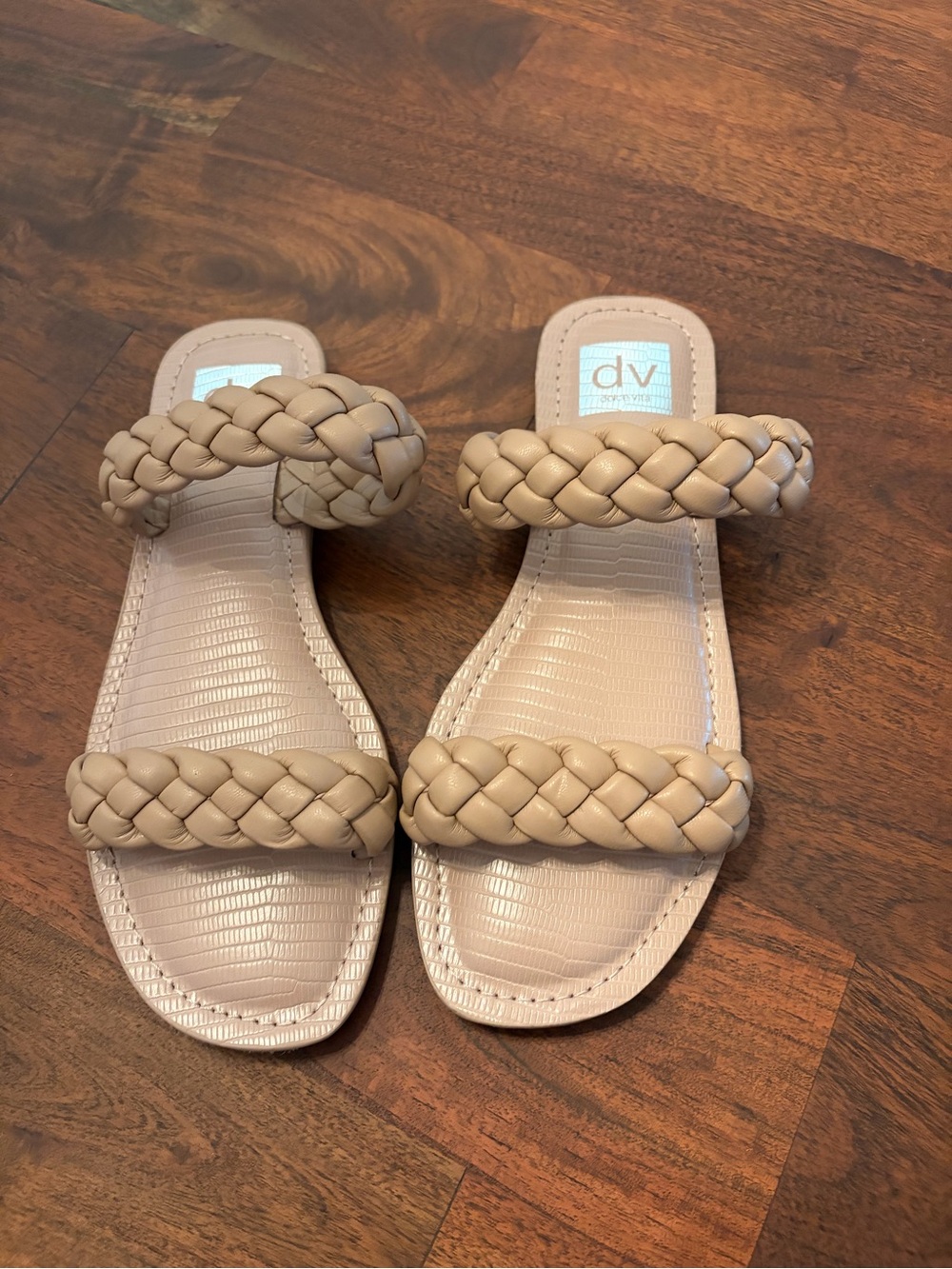 DV by Dolce Vita Neutral Braided Double-Strap Slide Sandals